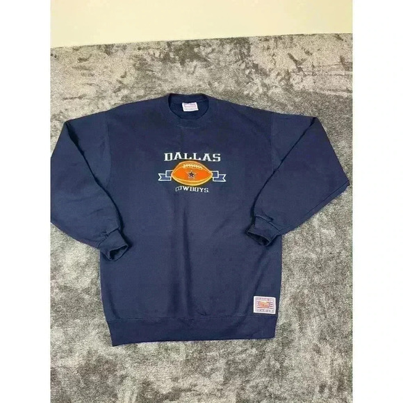 Vtg Crable Sportswear Dallas Cowboys Embroidered Sweatshirt Size L Pullover USA - Picture 1 of 13
